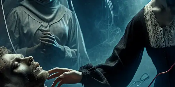 Two brothers in a hospital, one unconscious, while the other grapples with guilt and a sorrowful sister-in-law watches.